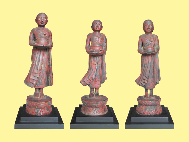 SET OF 3 OLD BURMESE MONKS